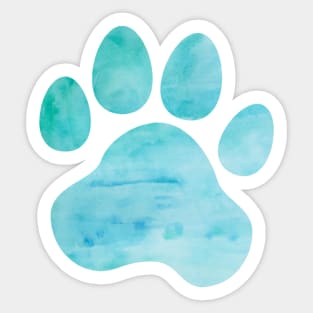 Turquoise Watercolor Paw Print Sticker